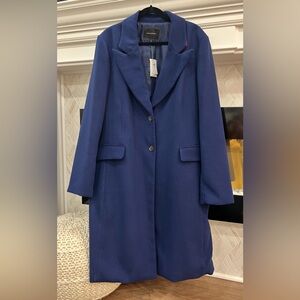 Banana Republic NEW Royal Blue Long Trench Coat Red Accent Under Collar XXL Tall